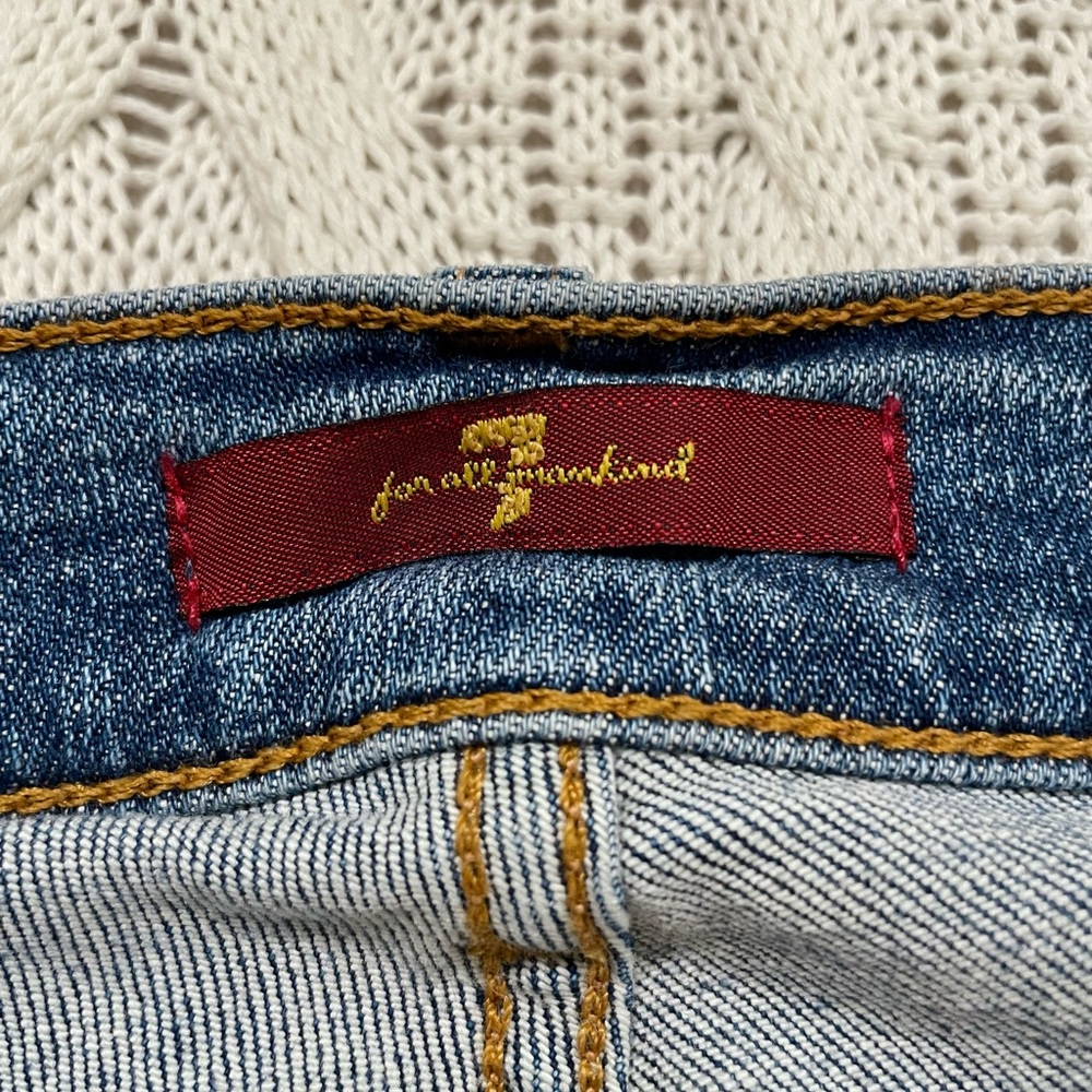 7 For All Mankind Frayed Hem Flare Jeans 24 Blue - Picture 8 of 9